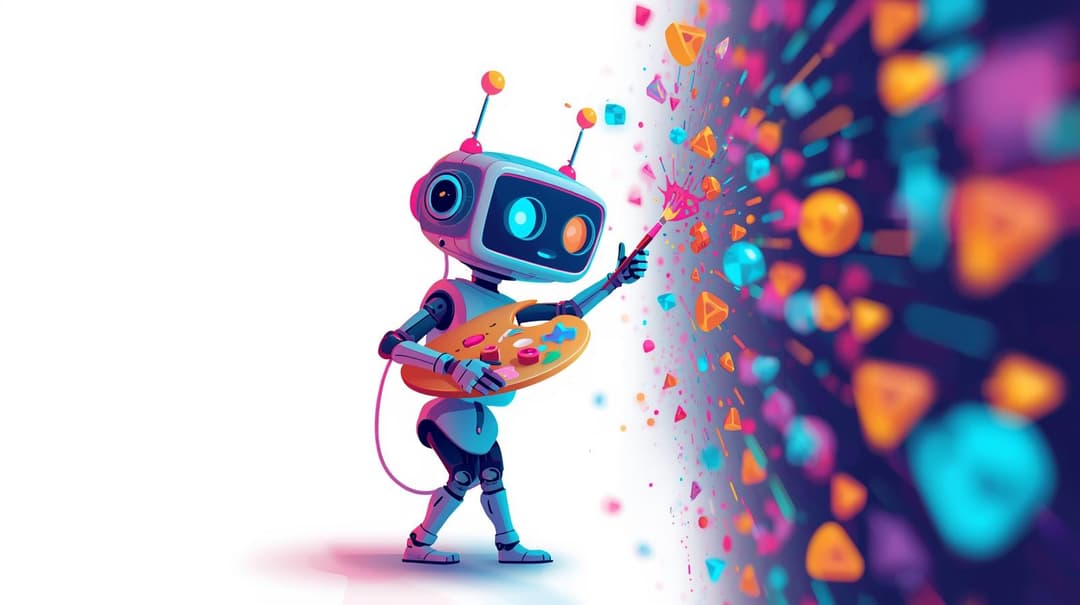 Creative AI robot painting colorful geometric shapes
